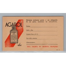ARGENTINA 1930 AGAROL TARJETA PUBLICITARIA DE MEDICINA CON FRANQUEO PAGO, FECHA TENTATIVA